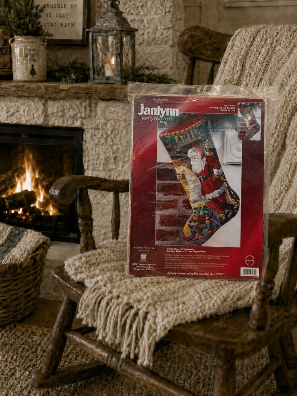 (2007) Janlynn Checking His List Santa Needlepoint Stocking Kit 023-0432
